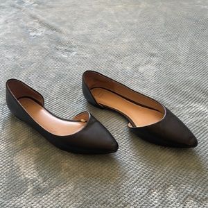 Black leather flats